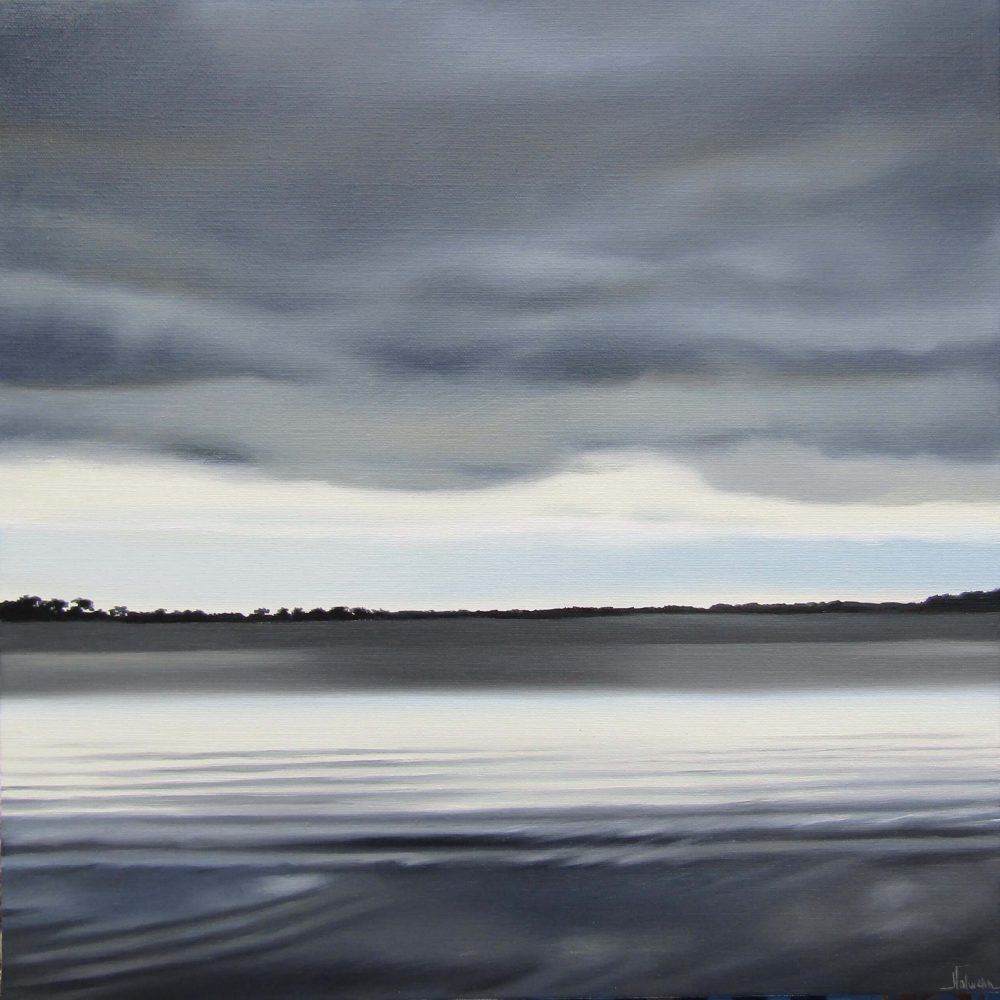 Mer en clair obscur, huile sur toile de Nolwenn Languille