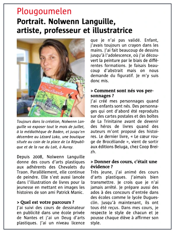 Scan article Le Télégramme portrait Nolwenn Languille