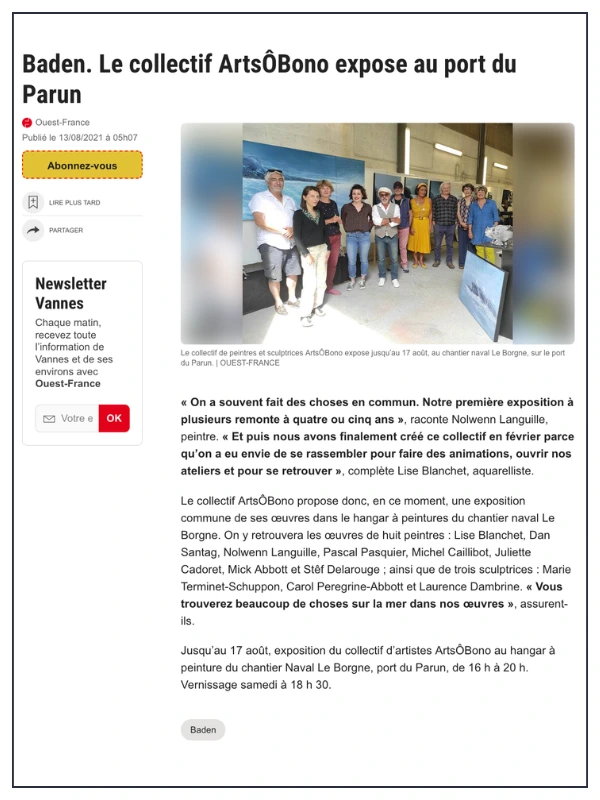 Scan article Ouest-France sur le collectif ArtsôBono