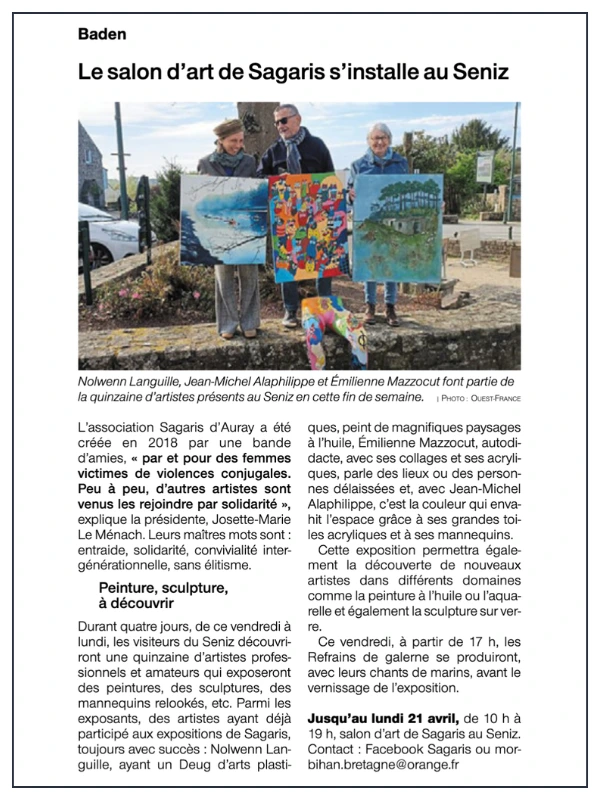 Scan article Ouest-France sur Nolwenn Languille et l'association Sagaris.