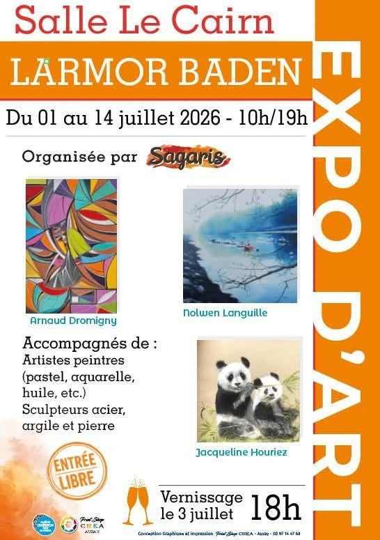 Affiche exposition Sagaris à Larmor Baden, juillet 2026.